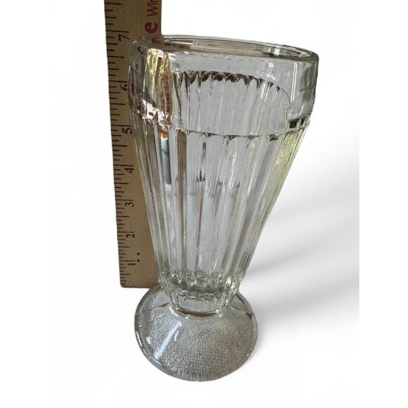 VTG Milkshake Parfait Float Glass Pedestal Heavy Clear Soda Fountain Dessert - Picture 5 of 5